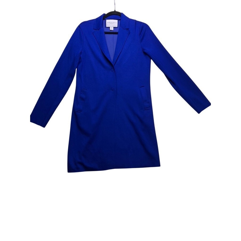 Carolina Belle Blazer Women Small Blue Longline Ponte Knit‎ Topper jacket